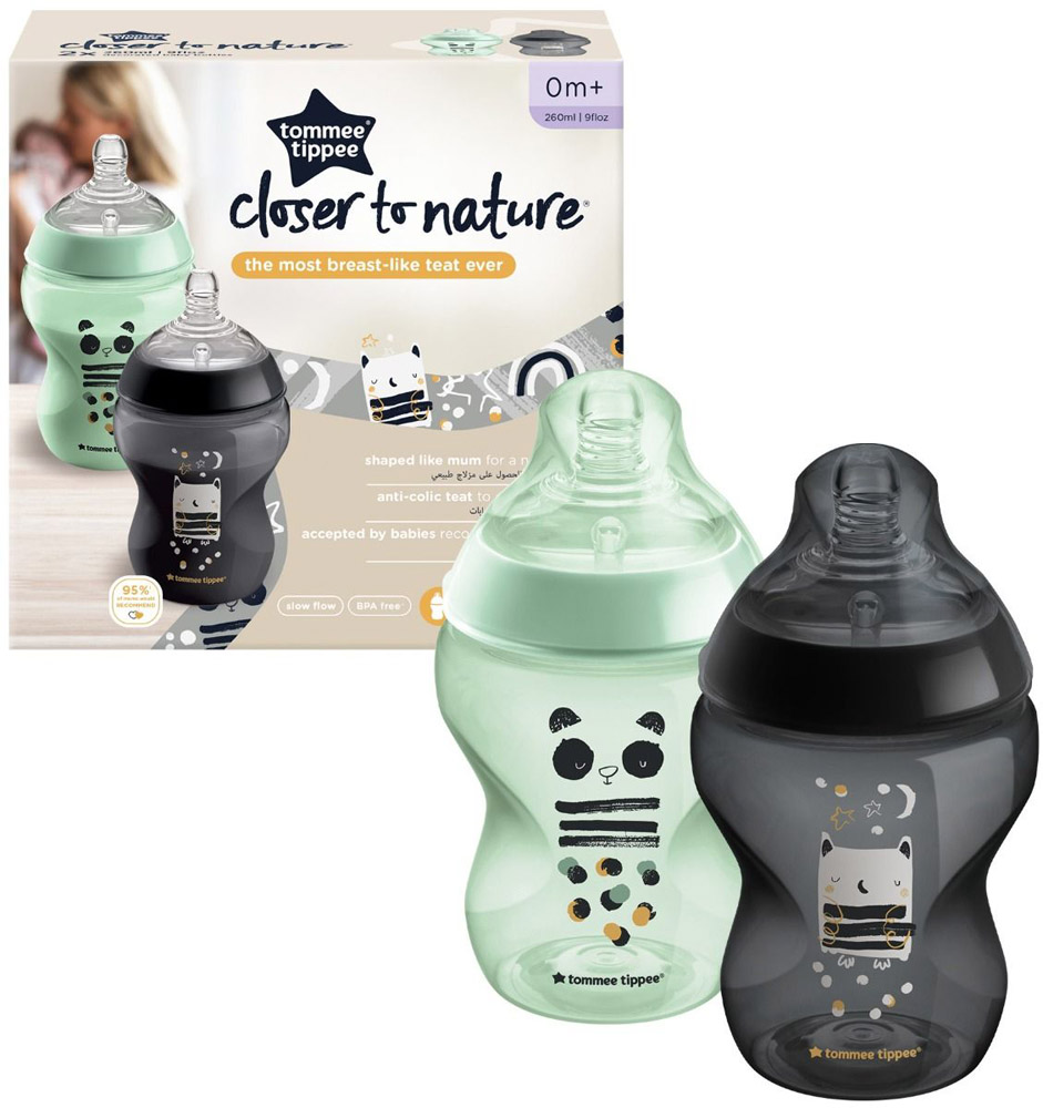 Tommee Tippee cumisüveg CTN duo 260 ml Ollie bagoly és Pip panda