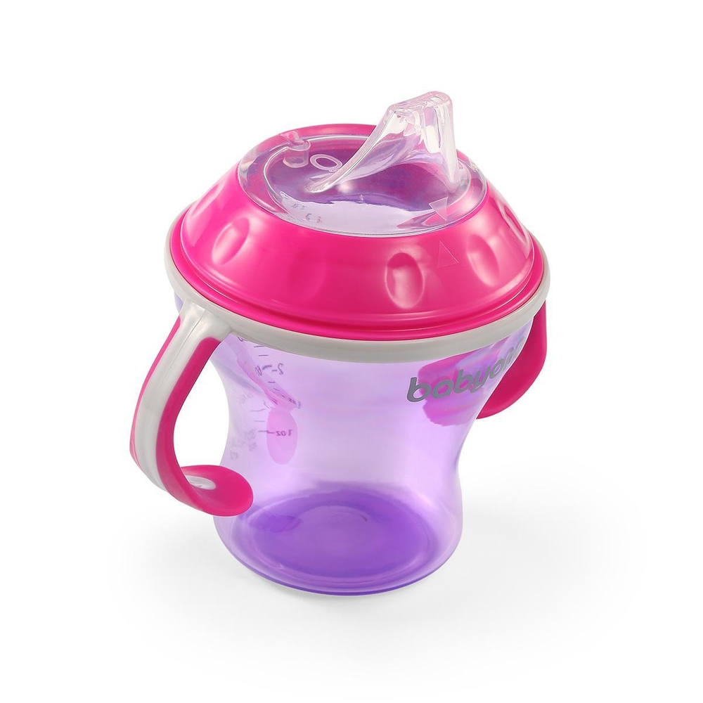 BabyOno itatópohár - csöpögésmentes puha csőrrel 3hó 180ml pink