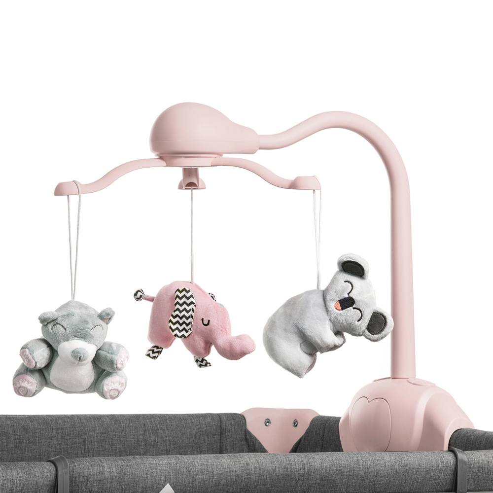 Kinderkraft utazóágy Joy kiegészítőkkel szürke-pink