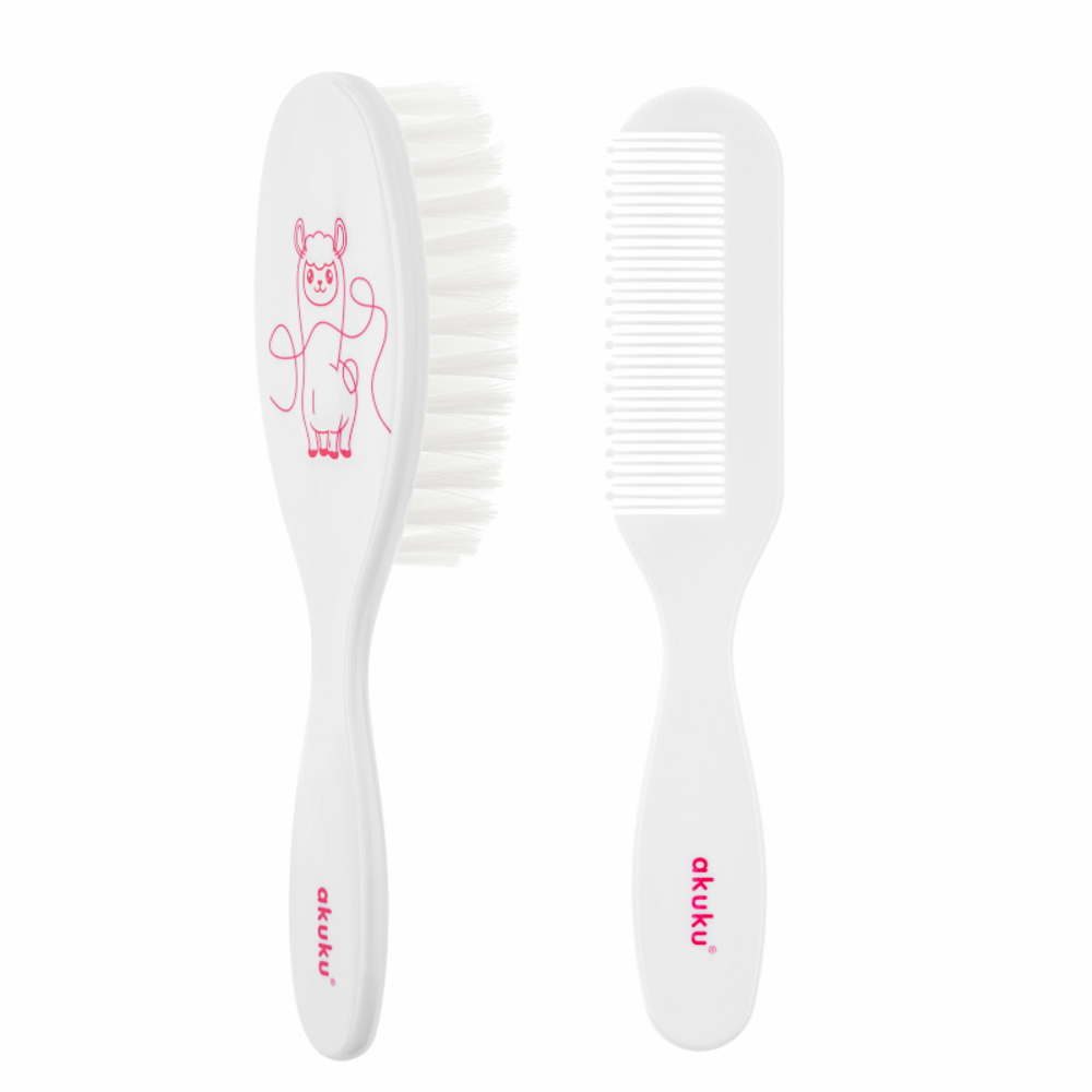 Akuku fésű és kefe - Láma rózsaszín