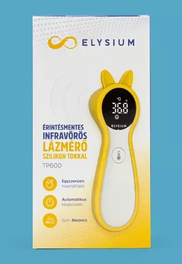 Elysium TP600 érintésmentes infravörös digitális lázmérő szilikon tokkal - Narancs