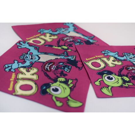 C07 Gyerek textilzsebkendő 3 db - Szörny Rt. - lila