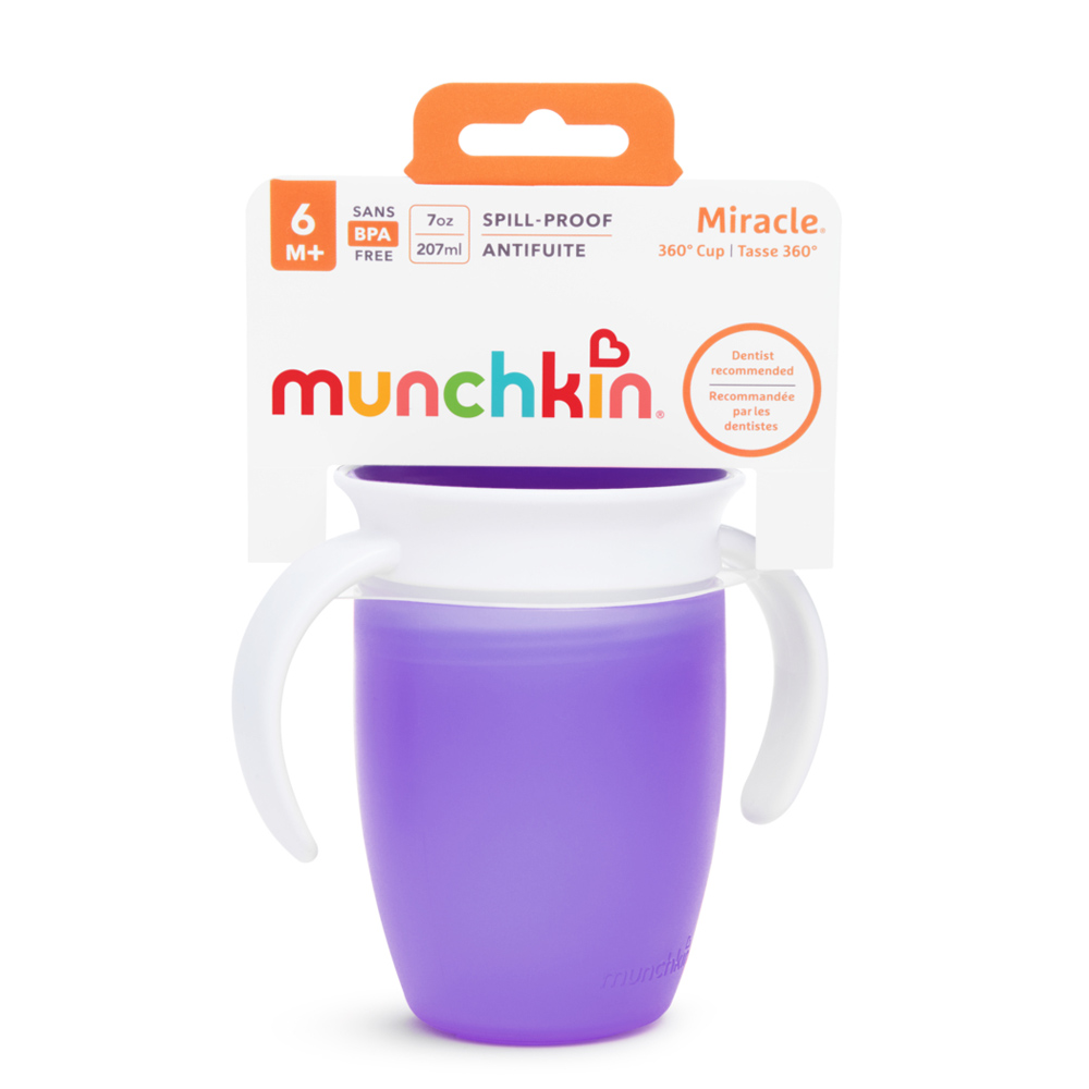 Munchkin itatópohár Miracle Cup 207ml 6hó lila