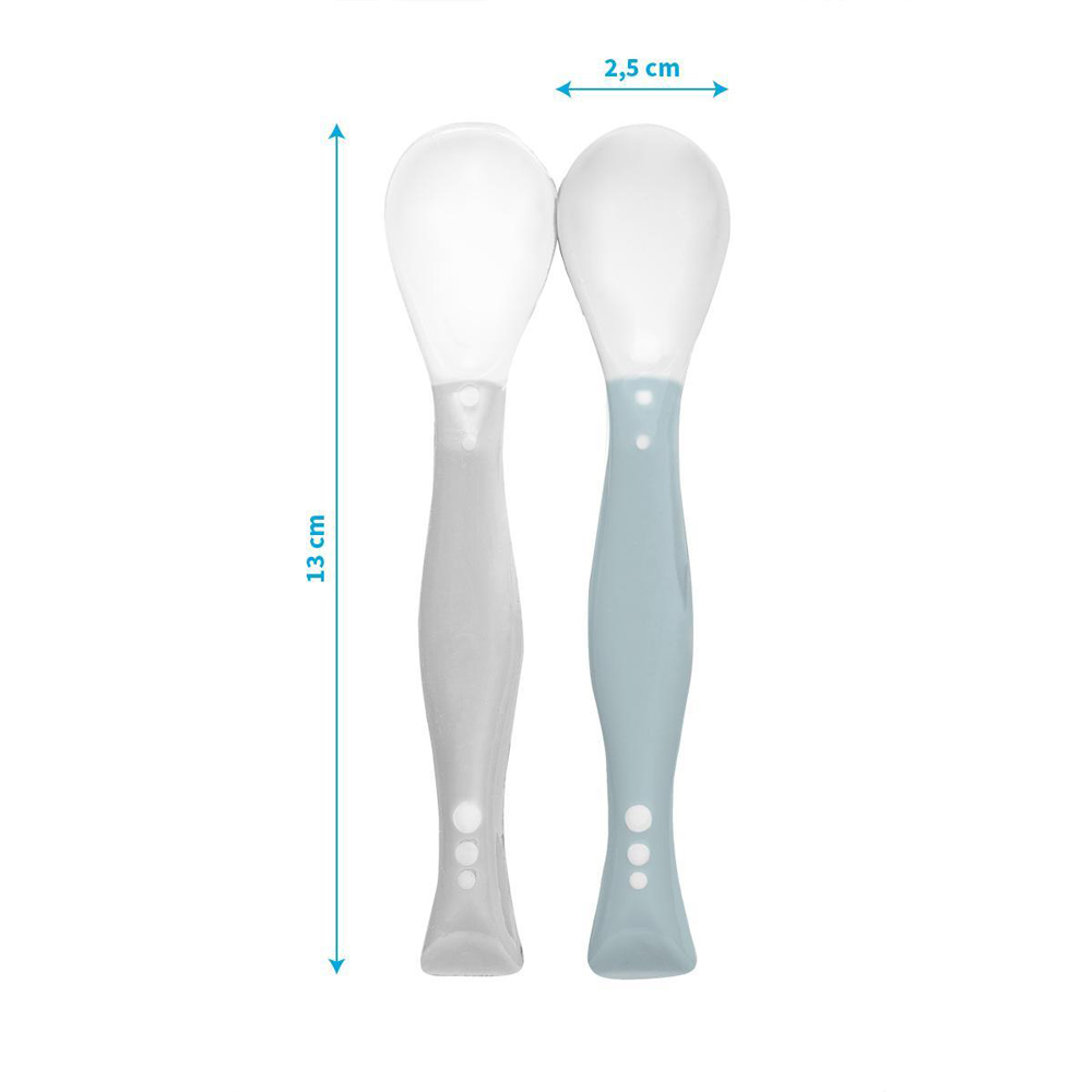 BabyOno etetőkanál puha flexibilis 2db szürke-kék 1066/04