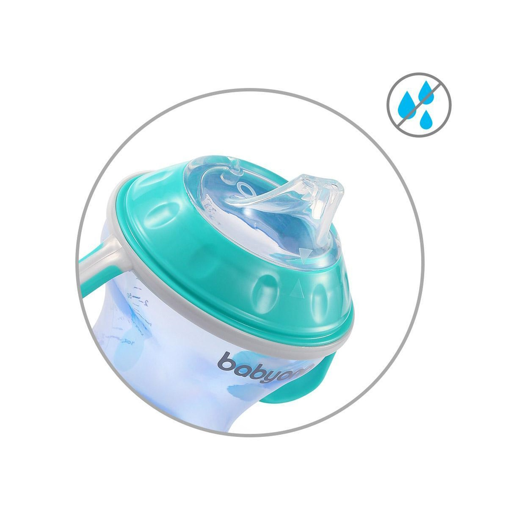 BabyOno itatópohár - csöpögésmentes puha csőrrel 3hó 180ml türkiz 1456/01