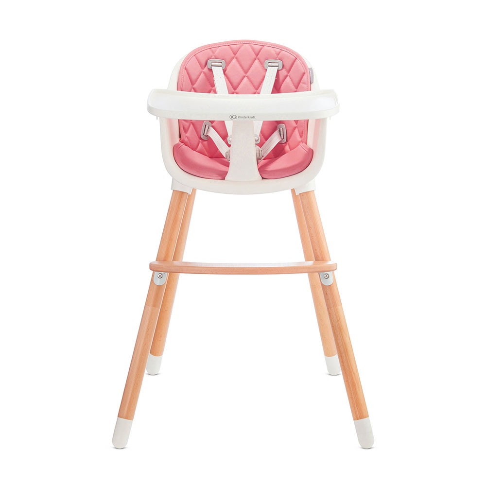 Kinderkraft etetőszék Sienna 2in1 fa lábbal pink