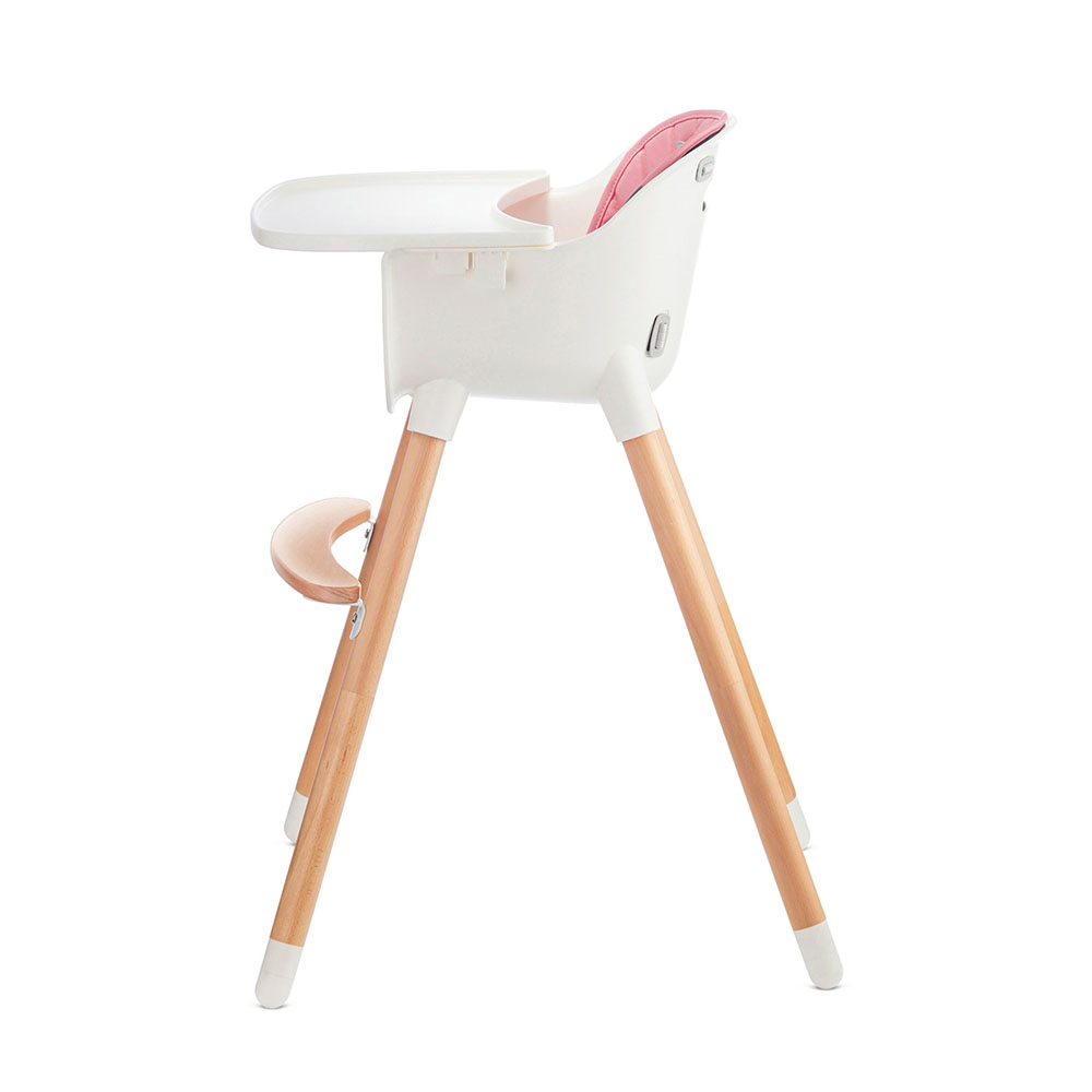 Kinderkraft etetőszék Sienna 2in1 fa lábbal pink