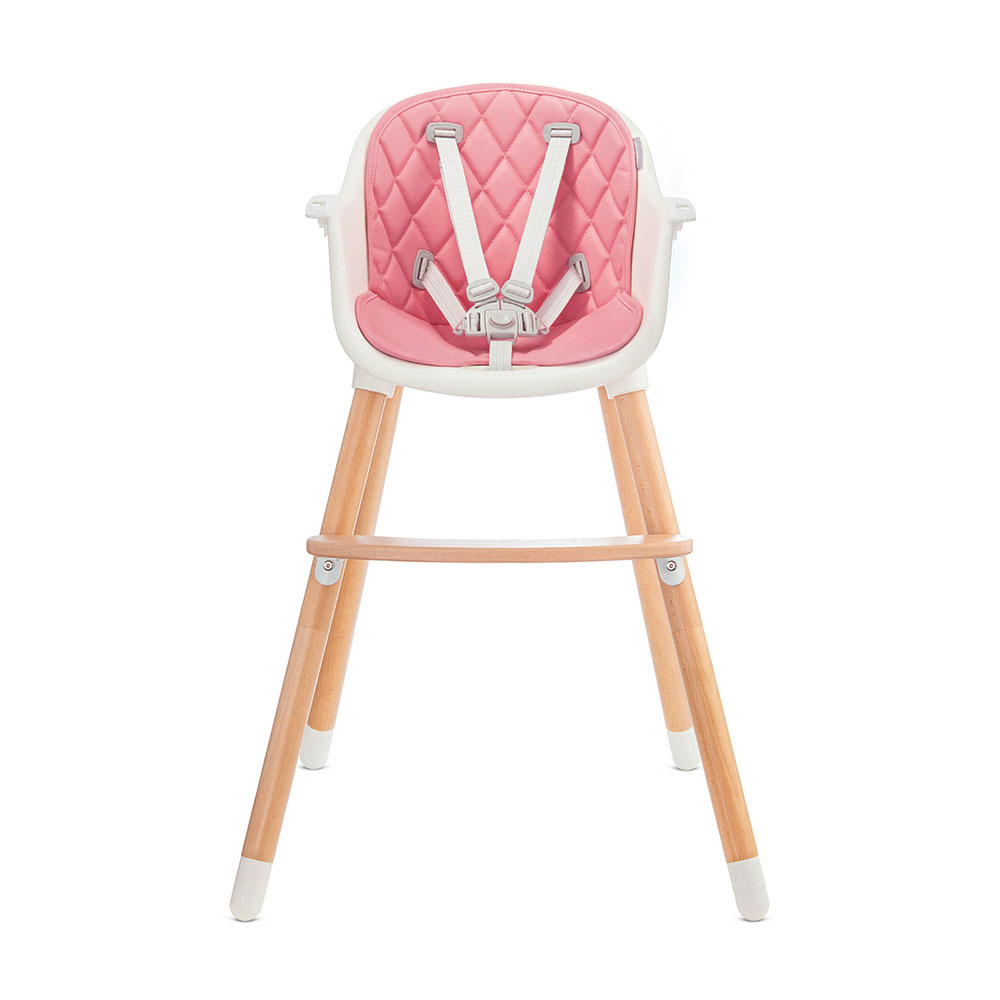 Kinderkraft etetőszék Sienna 2in1 fa lábbal pink