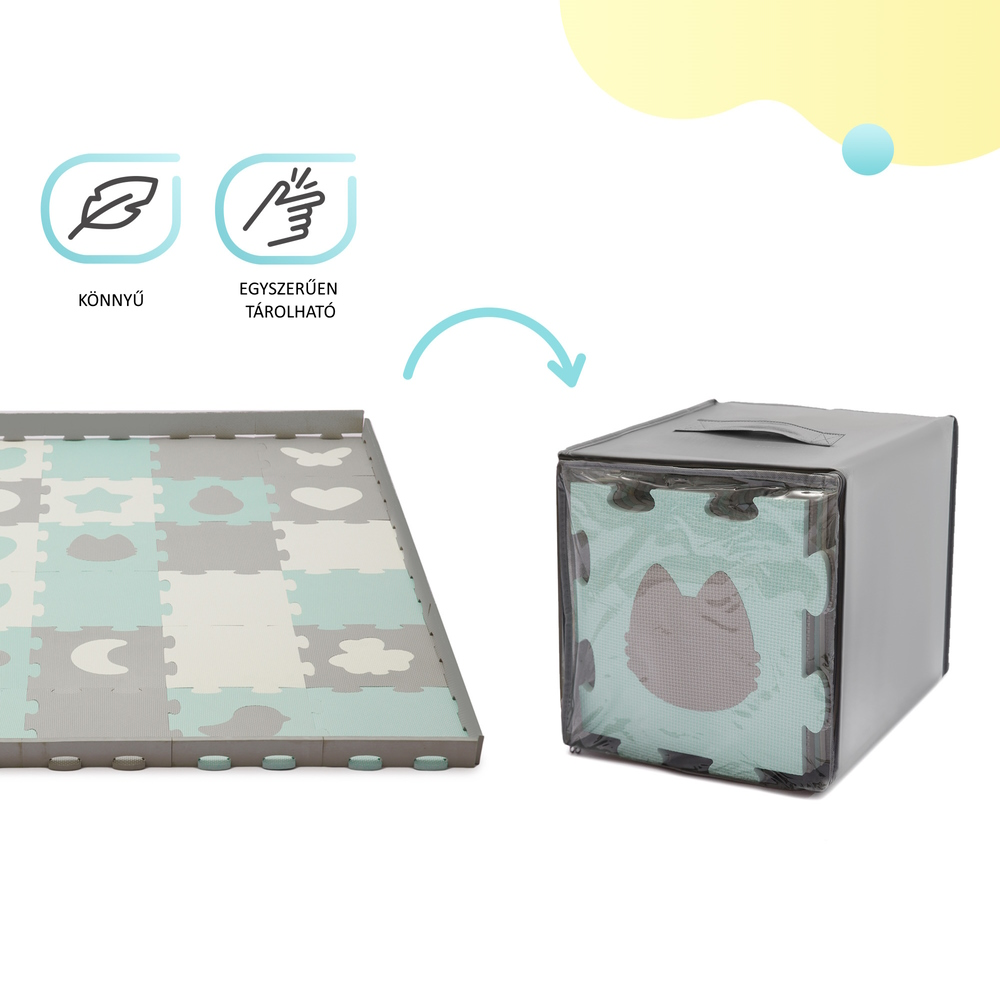 Kinderkraft szivacspuzzle szőnyeg - Luno Shape 30db menta-szürke