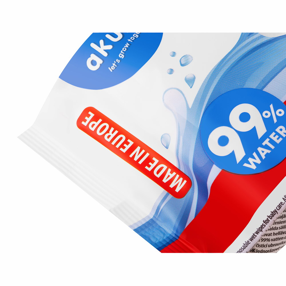 Akuku nedves törlőkendő - 99% víz 70 db