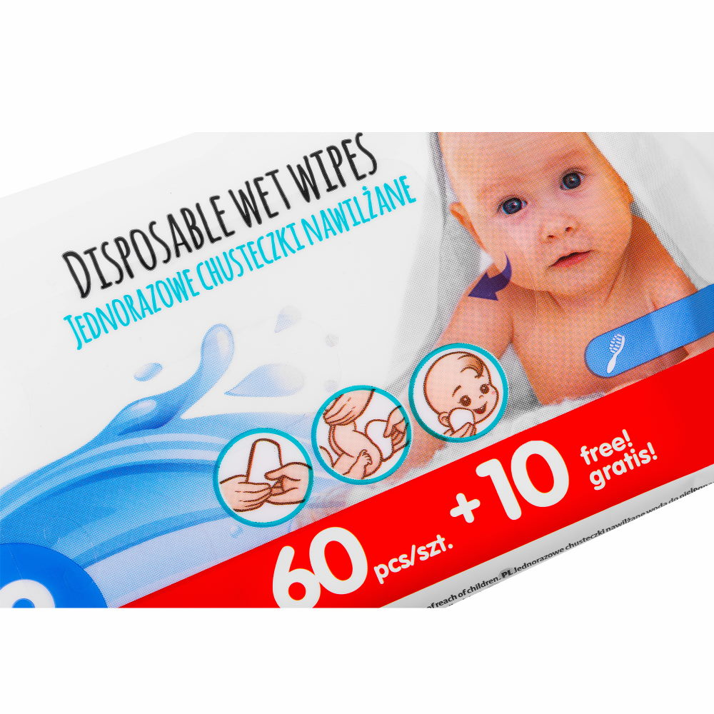 Akuku nedves törlőkendő - 99% víz 70 db
