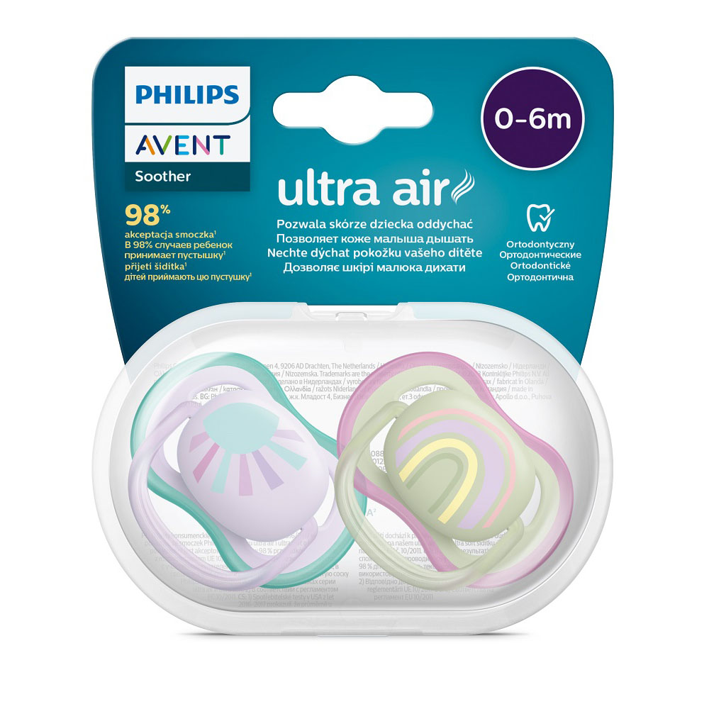 Philips AVENT játszócumi Ultra Air szivárványos 0-6hó lányos 2db