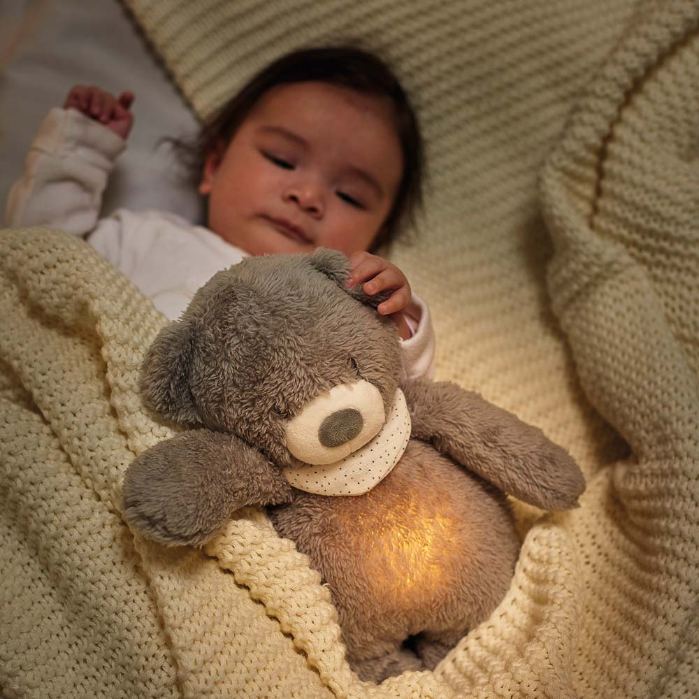 Nattou éjjeli fény zenélő plüss Sleepy maci szürke