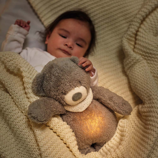 Nattou éjjeli fény zenélő plüss Sleepy maci szürke