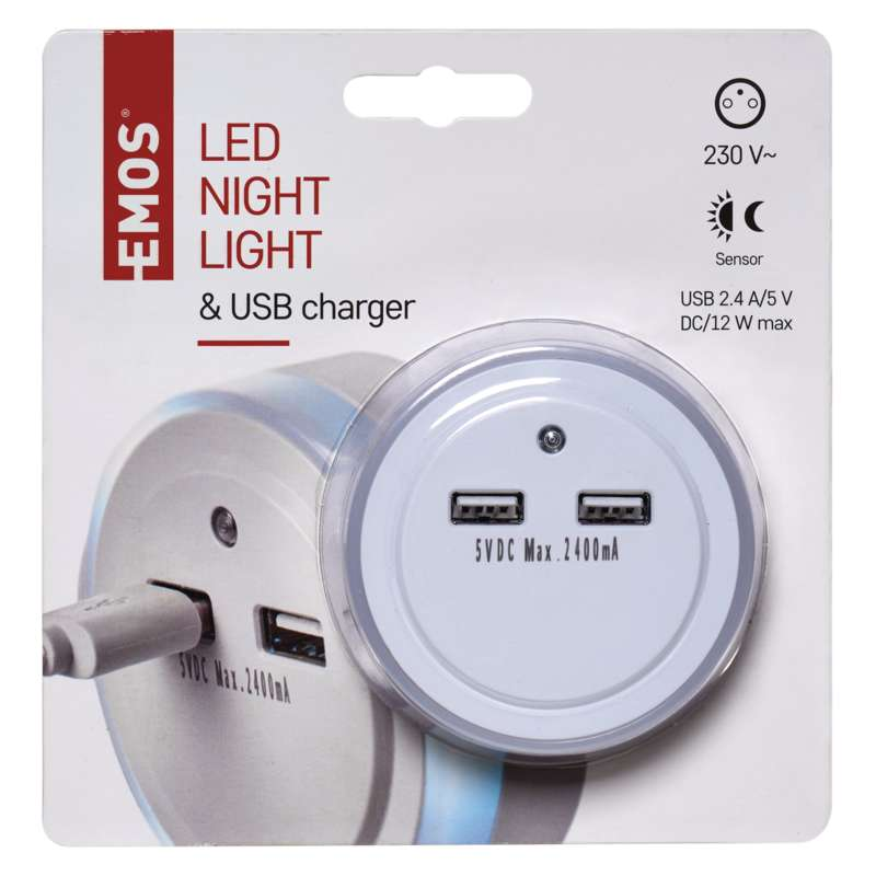 EMOS LED éjjeli fény + 2x USB