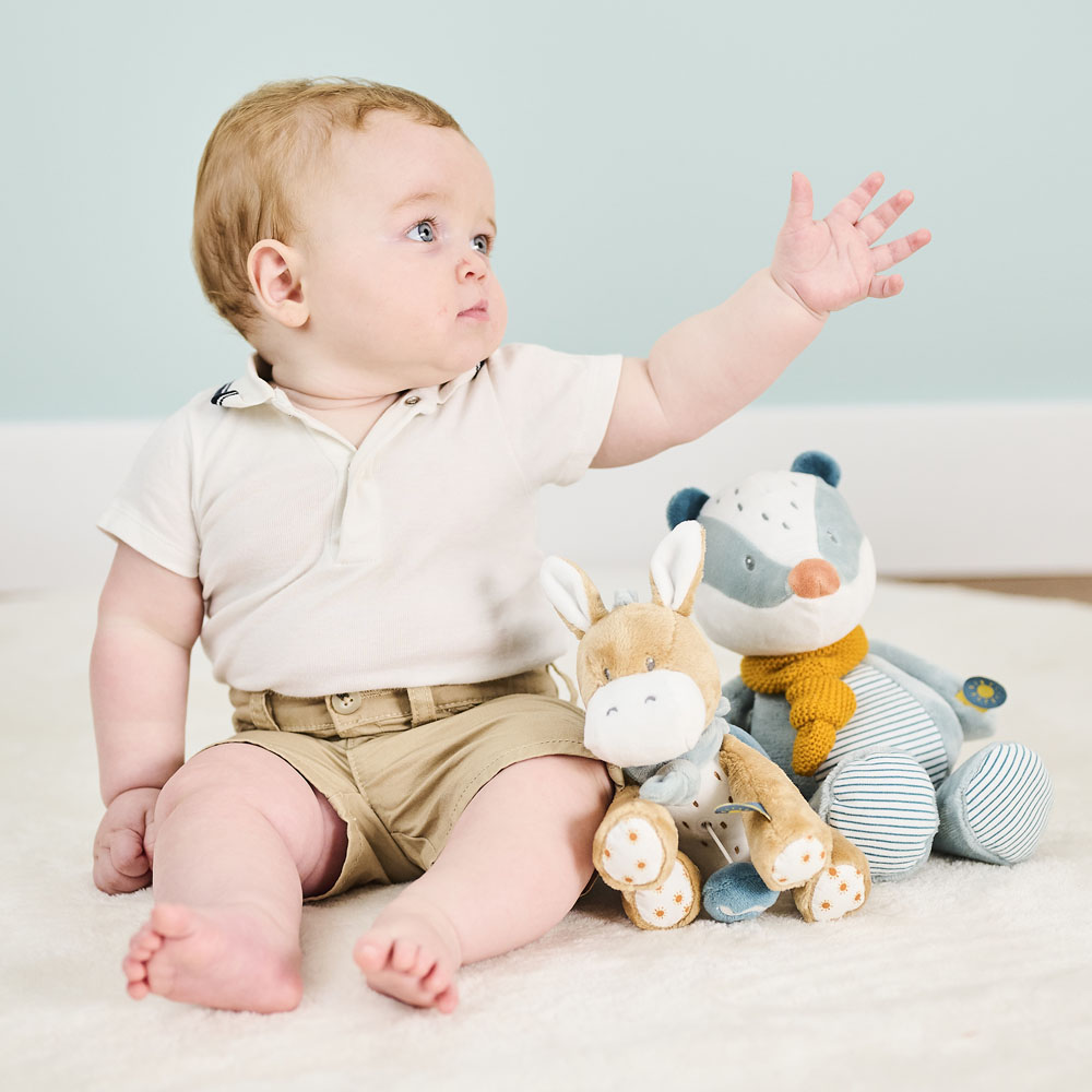 Nattou felhúzós zenélő játék plüss kicsi Felix and Leo - Leo, a szamár