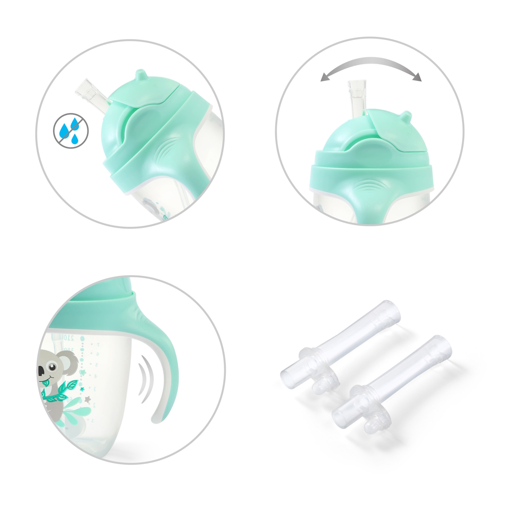 BabyOno itatópohár szívószállal füllel 240ml menta 1464/03