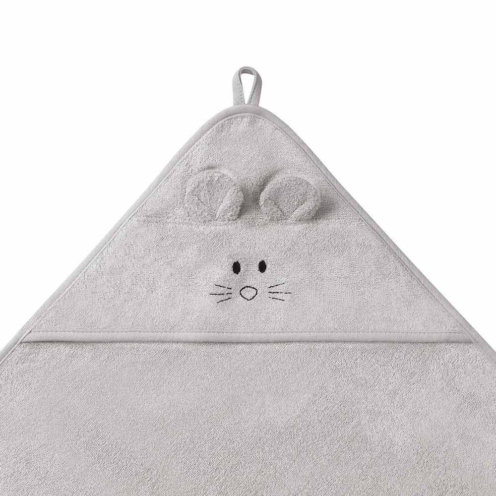 BabyOno fürdőlepedő kapucnis bambusz 100x100cm egérfülekkel szürke 1553/03
