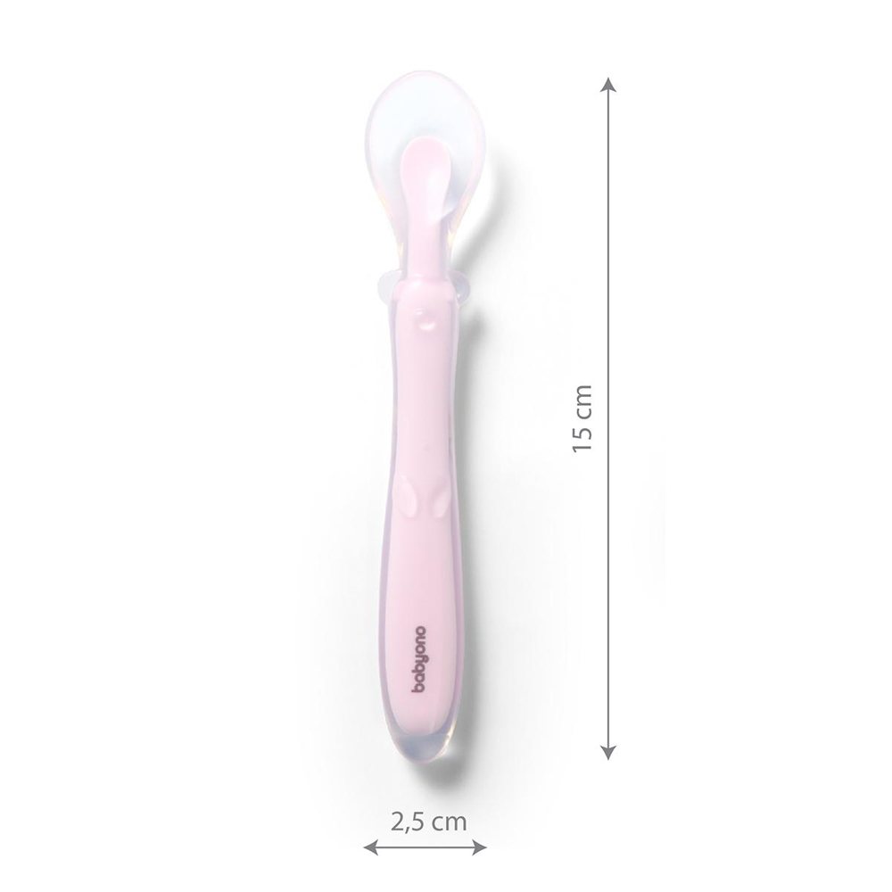 BabyOno etetőkanál szilikon flexibilis rózsaszín 785/03