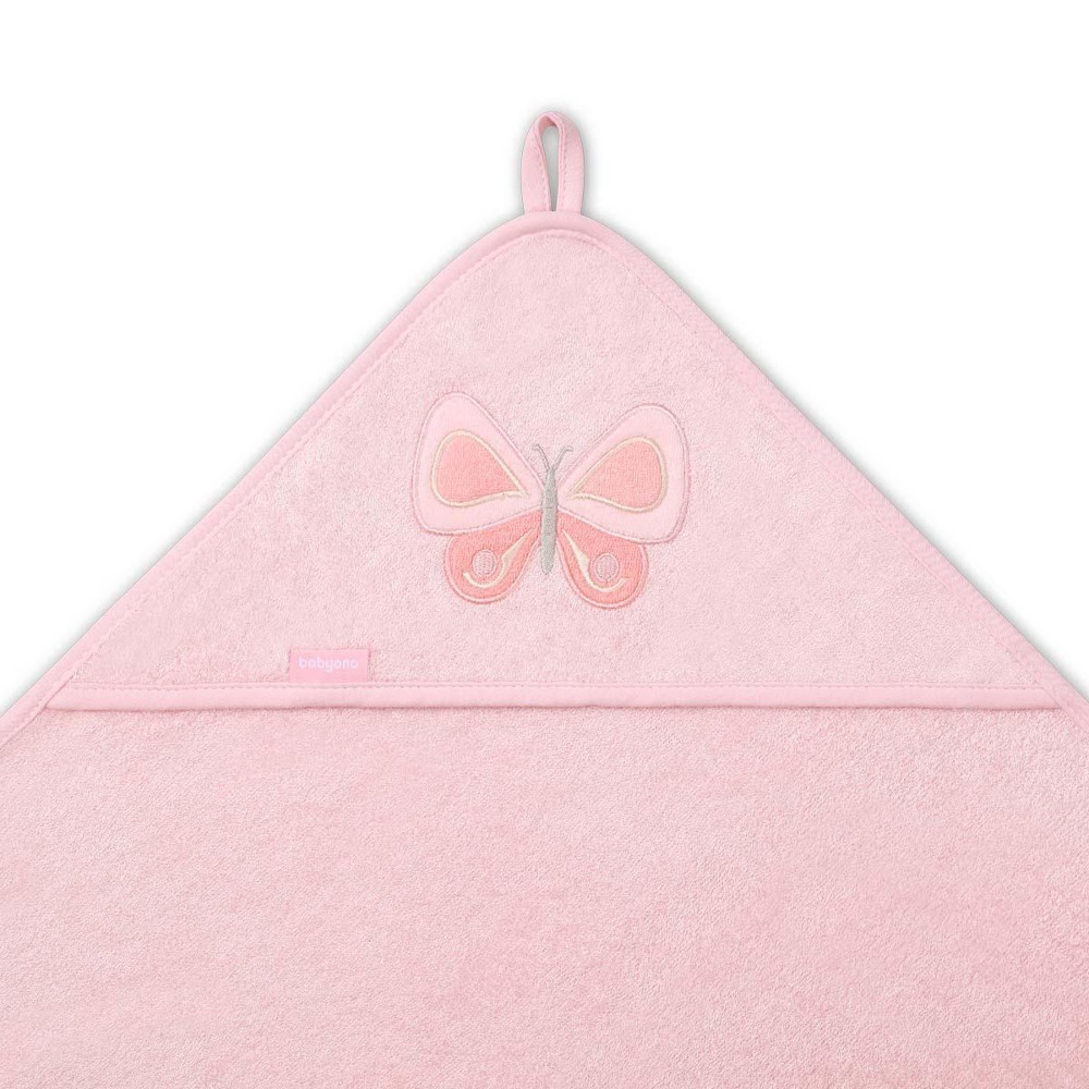 BabyOno fürdőlepedő kapucnis bambusz 100x100cm rózsaszín lepke 346/04