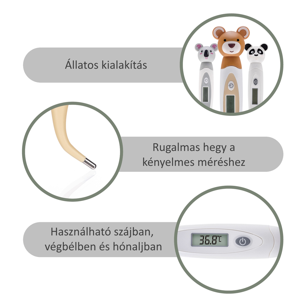 Zopa lázmérő digitális flexibilis 30mp maci ZOP086552
