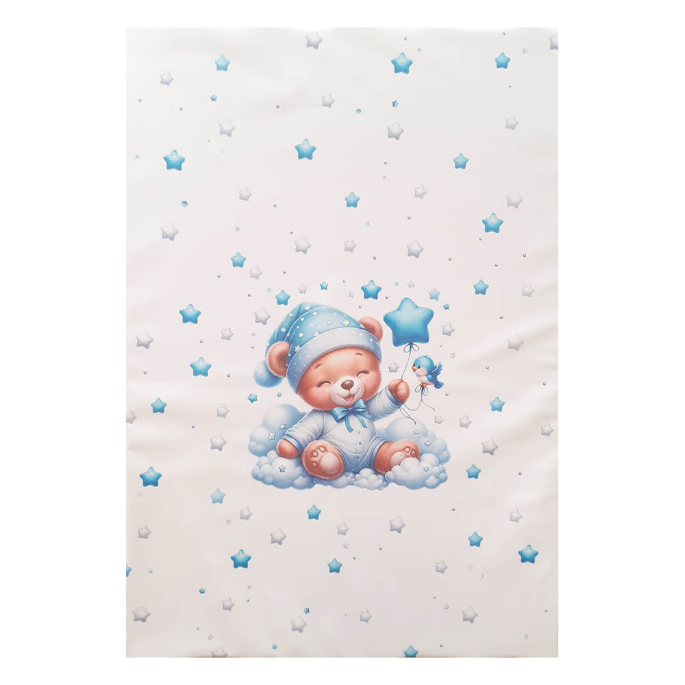 Color pelenkázó lap sík 70x50cm Maci fiú kék