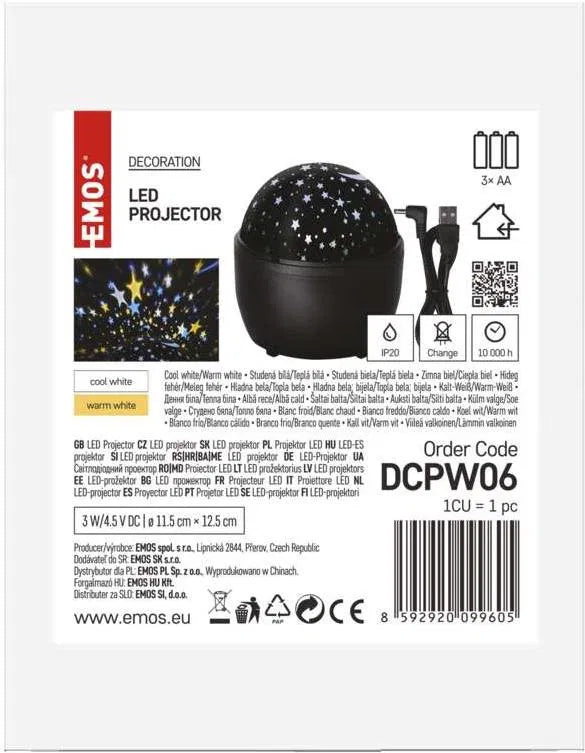 LED dekor projektor – csillagok, 3x AAA, beltérre