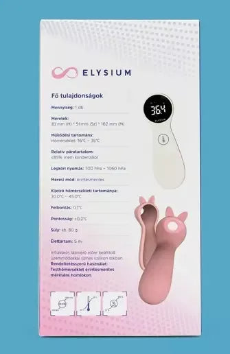 Elysium TP600 érintésmentes infravörös digitális lázmérő szilikon tokkal - Rózsaszín