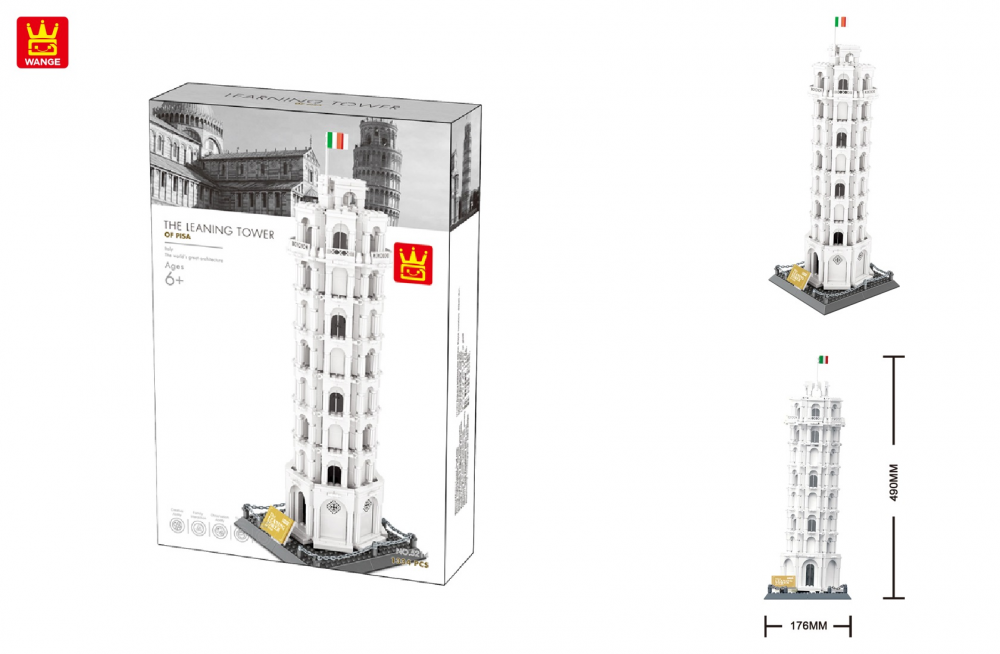 WANGE® 5214 | lego-kompatibilis építőjáték | 1334 db építőkocka | Pisai ferde torony – Olaszország