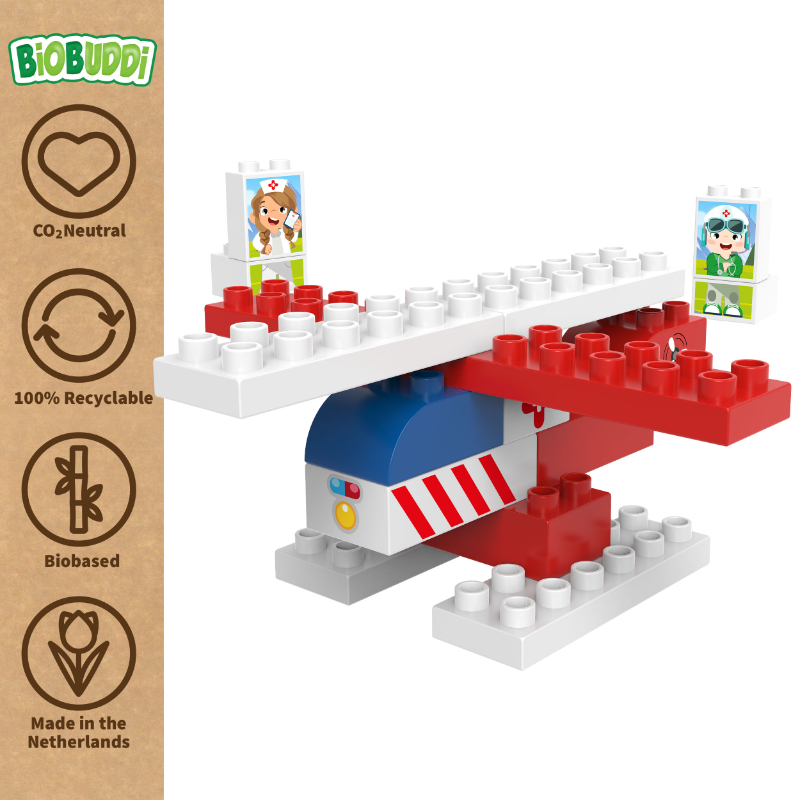 BiOBUDDi BB-0251 | legó-duplo-kompatibilis bio építőjáték | Mentőhelikopter