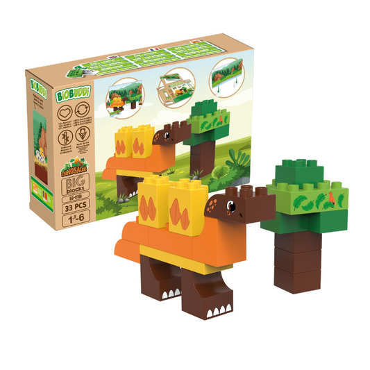 BiOBUDDi BB-0186 | legó-duplo-kompatibilis bio építőjáték | Stegosaurus