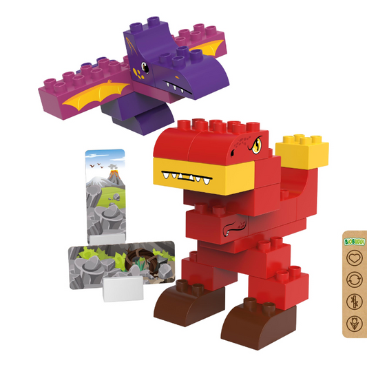 BiOBUDDi BB-0187 | legó-duplo-kompatibilis bio építőjáték | T-rex és Pterodactyl