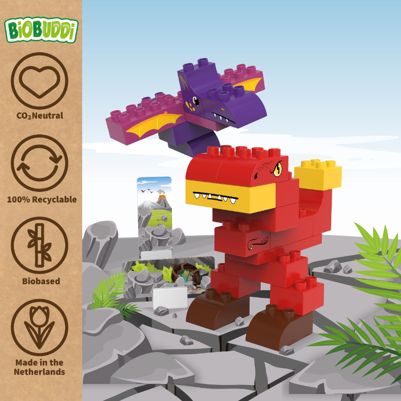 BiOBUDDi BB-0187 | legó-duplo-kompatibilis bio építőjáték | T-rex és Pterodactyl