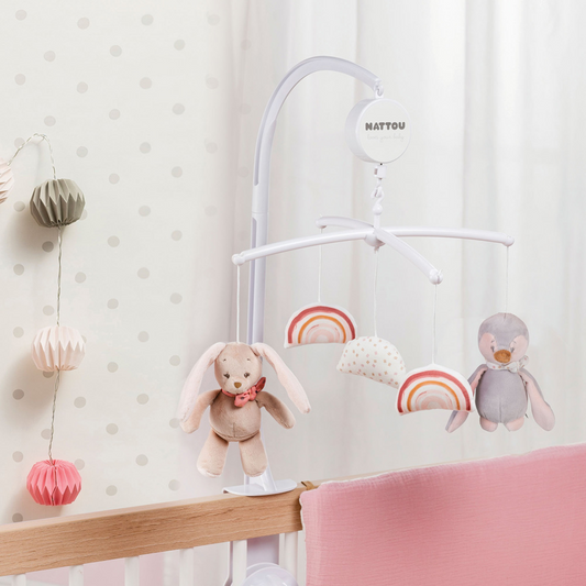 Nattou zenélő-forgó plüss Pauline and Sasha