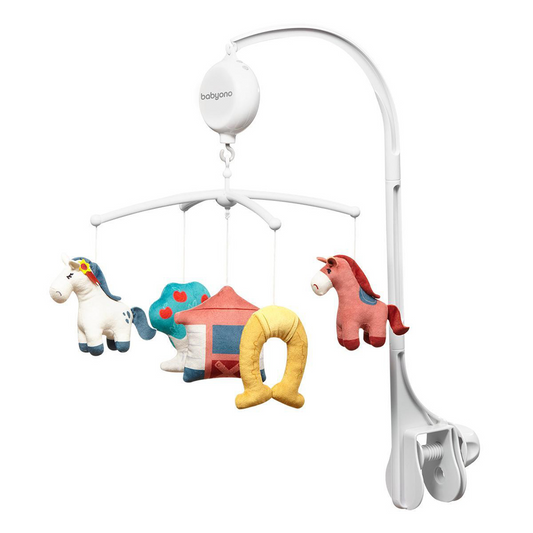 BabyOno zenélő-forgó elektromos - utazóágyra és fa kiságyra - Lovak 793