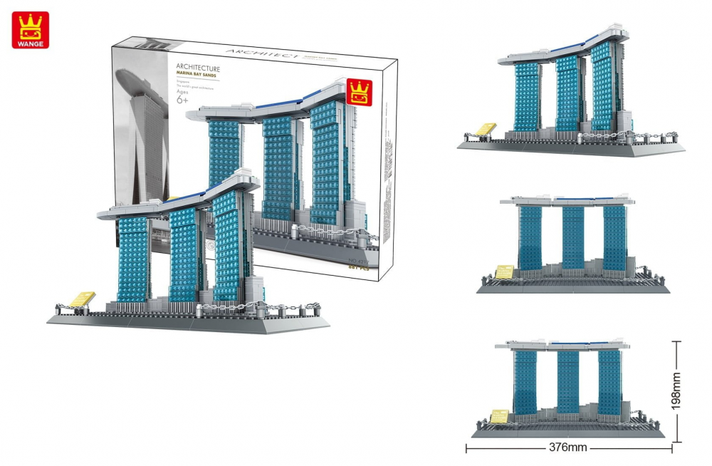 WANGE® 4217 | legó-kompatibilis építőjáték | 881 db építőkocka | Marina Bay Sands – Szingapúr