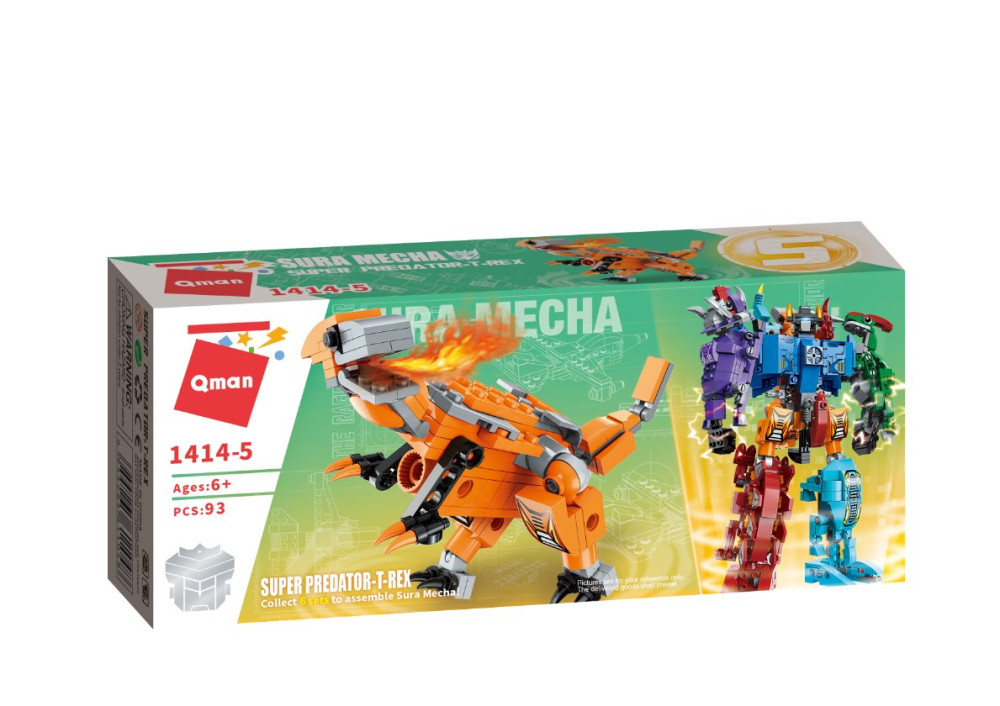 QMAN® 1414 | legó-kompatibilis építőjáték | 553 db építőkocka | 6 az 1-ben Sura Mecha a dinoszaurusz transformer