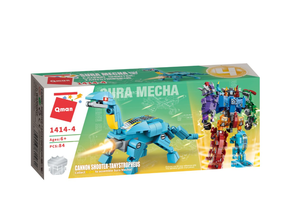 QMAN® 1414 | legó-kompatibilis építőjáték | 553 db építőkocka | 6 az 1-ben Sura Mecha a dinoszaurusz transformer