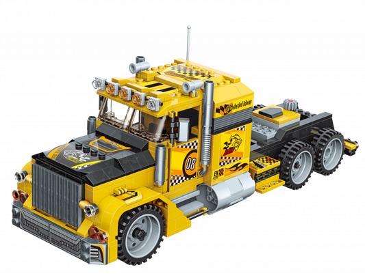 QMAN® 42108 | lego-kompatibilis építőjáték |  637 db építőkocka | 3-az-1-ben Csőrös kamion, Pick-up vagy Cross-autó – felhúzhatóak