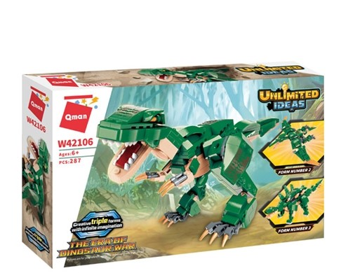 QMAN® W42106 | lego-kompatibilis építőjáték | 287 db építőkocka | 3-az-1-ben Dinoszauruszok