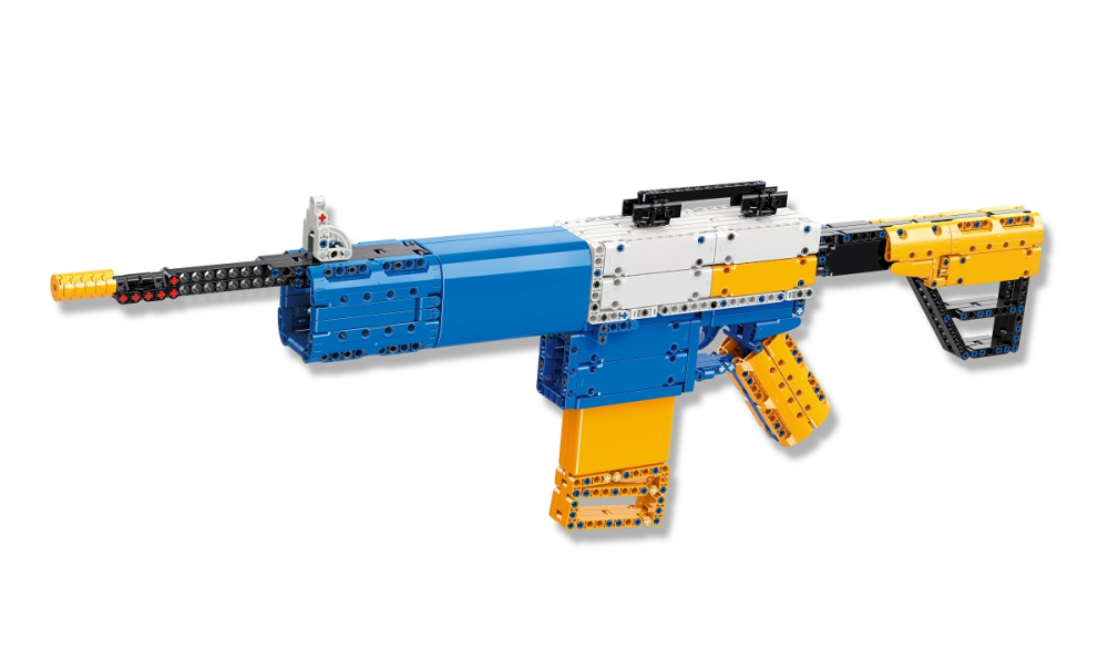 QMAN® 52005 | lego-technic-kompatibilis építőjáték | 629 db építőkocka | M4 gépkarabély automata puska – 8x-os nagyítású távcsővel, 2 tárral, 20db szivacs tölténnyel