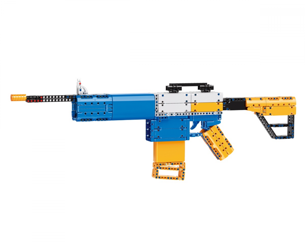 QMAN® 52005 | lego-technic-kompatibilis építőjáték | 629 db építőkocka | M4 gépkarabély automata puska – 8x-os nagyítású távcsővel, 2 tárral, 20db szivacs tölténnyel