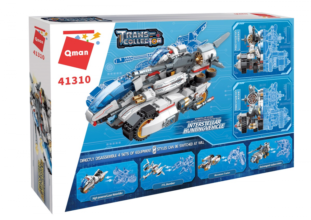 QMAN® 41310 | lego-kompatibilis építőjáték | 821 db építőkocka | 4-az-1-ben Csillagközi vadász