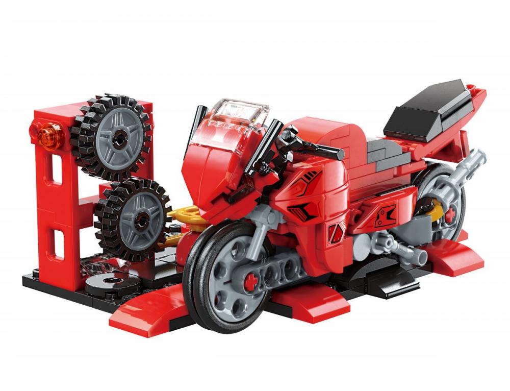 QMAN® 42101 | lego-kompatibilis építőjáték | 305 db építőkocka | 3-az-1-ben Gőzmozdony, Motorkerékpár vagy Úthenger