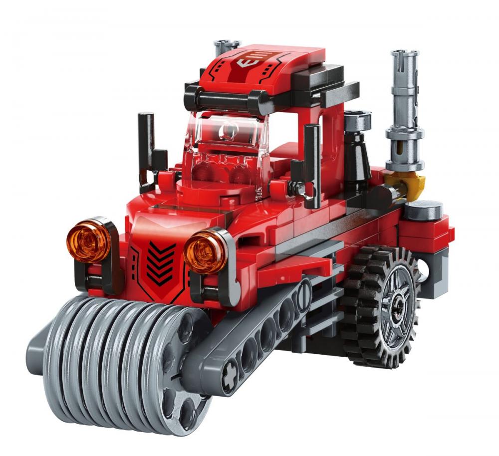 QMAN® 42101 | lego-kompatibilis építőjáték | 305 db építőkocka | 3-az-1-ben Gőzmozdony, Motorkerékpár vagy Úthenger